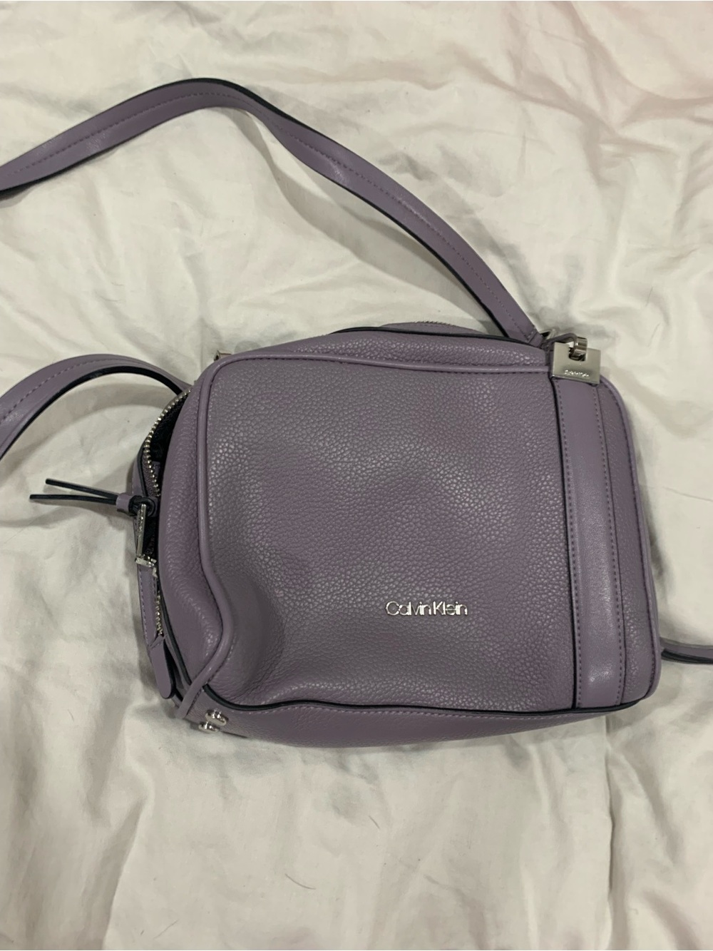Calvin Klein Lilac Pebbled Leather Crossbody Bag